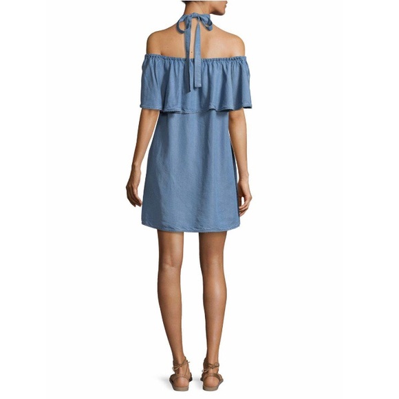Rebecca Minkoff Denim Off Shoulder Halter Dress - Picture 2 of 2